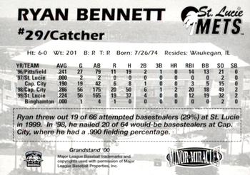 2000 Grandstand St. Lucie Mets #NNO Ryan Bennett Back