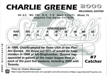 2000 Grandstand Syracuse SkyChiefs #NNO Charlie Greene Back