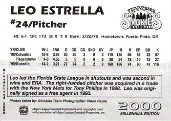 2000 Grandstand Tennessee Smokies #NNO Leo Estrella Back