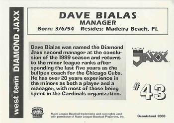 2000 Grandstand West Tenn Diamond Jaxx #NNO Dave Bialas Back