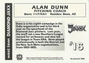 2000 Grandstand West Tenn Diamond Jaxx #NNO Alan Dunn Back