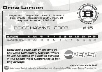 2003 Grandstand Boise Hawks #NNO Drew Larsen Back