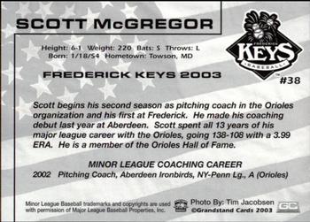 2003 Grandstand Frederick Keys #NNO Scott McGregor Back