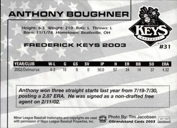 2003 Grandstand Frederick Keys #NNO Anthony Boughner Back