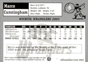 2003 Grandstand Wichita Wranglers #2 Marco Cunningham Back