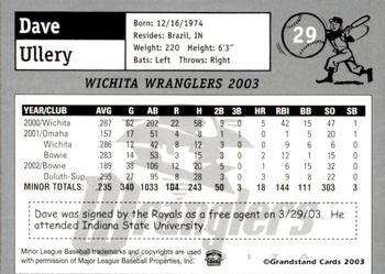 2003 Grandstand Wichita Wranglers #19 Dave Ullery Back