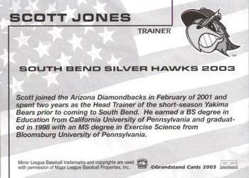 2003 Grandstand South Bend Silver Hawks #NNO Scott Jones Back