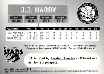 2003 Grandstand Southern League Top Prospects #NNO J.J. Hardy Back