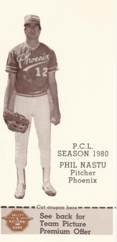 1980 Valley National Bank Phoenix Giants #7 Phil Nastu Front