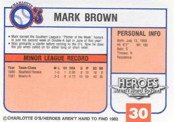 1982 Charlotte O's #NNO Mark Brown Back
