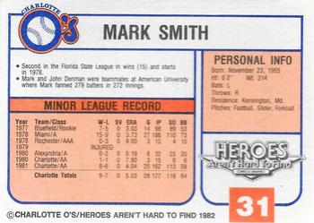 1982 Charlotte O's #NNO Mark C. Smith Back