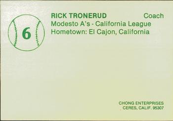 1982 Chong Modesto A's #6 Rich Tronerud Back