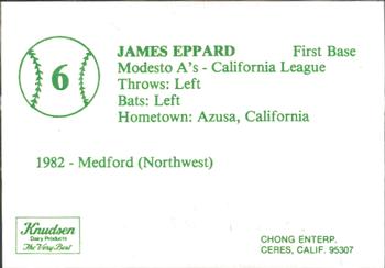 1983 Chong Modesto A's #6 James Eppard Back