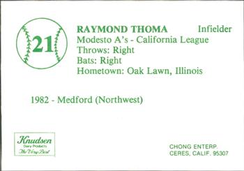 1983 Chong Modesto A's #21 Raymond Thoma Back