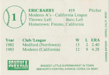 1984 Chong Modesto A's #1 Eric Barry Back
