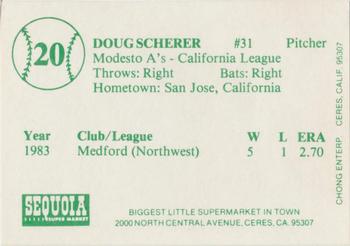 1984 Chong Modesto A's #20 Doug Scherer Back