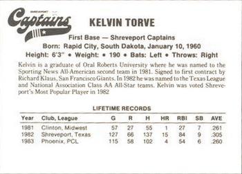 1984 First Base Shreveport Captains #NNO Kelvin Torve Back
