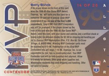 1996 Leaf - All-Star Game MVP Contenders Gold Exchange #14 Barry Bonds Back