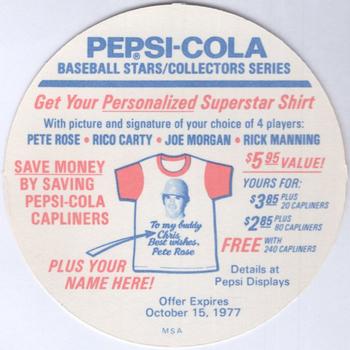 1977 Pepsi-Cola Collection Glove Discs #NNO Nolan Ryan Back