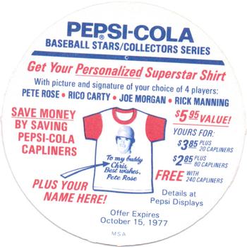 1977 Pepsi-Cola Collection Glove Discs #NNO Tom Seaver Back