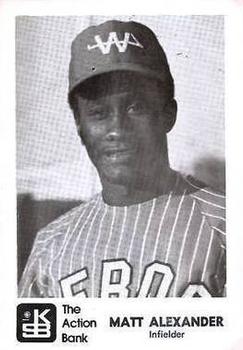 1973 J.P. Kelly Bank Wichita Aeros Baseball #NNO Matt Alexander Front