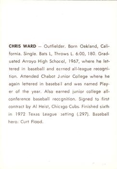1973 J.P. Kelly Bank Wichita Aeros Baseball #NNO Chris Ward Back