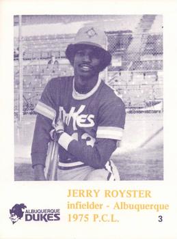 1975 Caruso Albuquerque Dukes #3 Jerry Royster Front