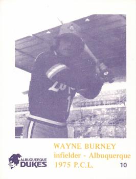 1975 Caruso Albuquerque Dukes #10 Wayne Burney Front