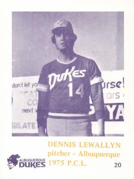 1975 Caruso Albuquerque Dukes #20 Dennis Lewallyn Front