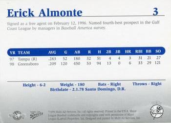 1999 Multi-Ad Tampa Yankees Update #3 Erick Almonte Back