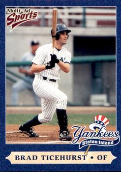 1999 Multi-Ad Staten Island Yankees #27 Brad Ticehurst Front