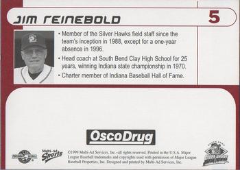 1999 Multi-Ad South Bend Silver Hawks #5 Jim Reinebold Back
