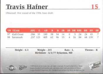1999 Multi-Ad South Atlantic League Top Prospects #15 Travis Hafner Back