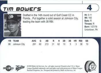 1999 Multi-Ad Peoria Chiefs #4 Tim Bowers Back