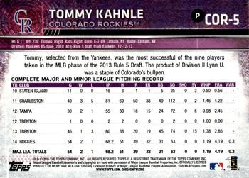 2015 Topps Colorado Rockies #COR-5 Tommy Kahnle Back