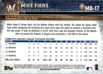 2015 Topps Milwaukee Brewers #MB-17 Mike Fiers Back