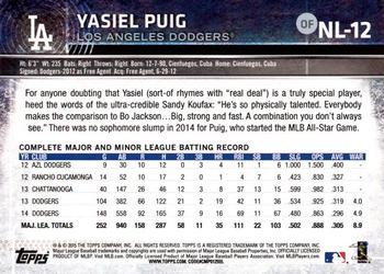 2015 Topps National League All-Stars #NL-12 Yasiel Puig Back
