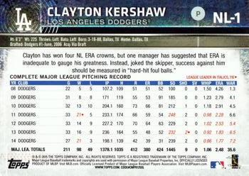 2015 Topps National League All-Stars #NL-1 Clayton Kershaw Back