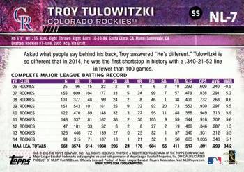 2015 Topps National League All-Stars #NL-7 Troy Tulowitzki Back