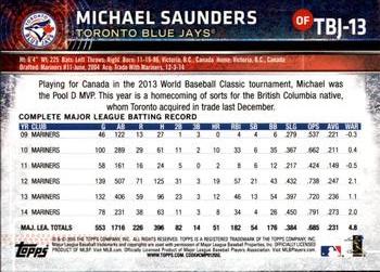 2015 Topps Toronto Blue Jays #TBJ13 Michael Saunders Back