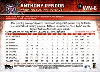 2015 Topps Washington Nationals #WN6 Anthony Rendon Back