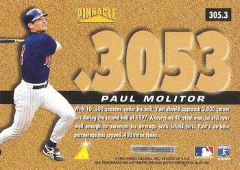 1996 Pinnacle - Foil #305a Paul Molitor Back