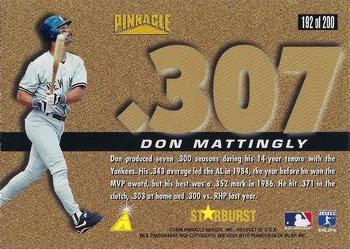 1996 Pinnacle - Starburst Artist's Proofs #192 Don Mattingly Back