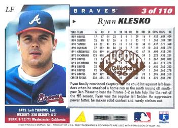 1996 Score - Dugout Collection Artist's Proofs (Series One) #3 Ryan Klesko Back