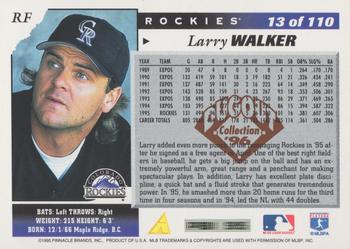 1996 Score - Dugout Collection Artist's Proofs (Series One) #13 Larry Walker Back