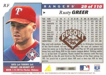 1996 Score - Dugout Collection Artist's Proofs (Series One) #29 Rusty Greer Back