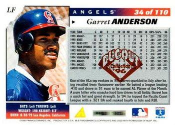 1996 Score - Dugout Collection Artist's Proofs (Series One) #34 Garret Anderson Back