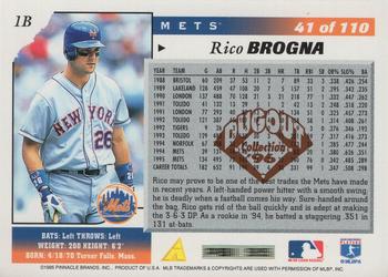1996 Score - Dugout Collection Artist's Proofs (Series One) #41 Rico Brogna Back