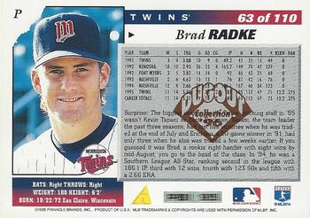 1996 Score - Dugout Collection Artist's Proofs (Series One) #63 Brad Radke Back