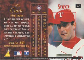 1996 Select - Artist's Proofs #97 Will Clark Back